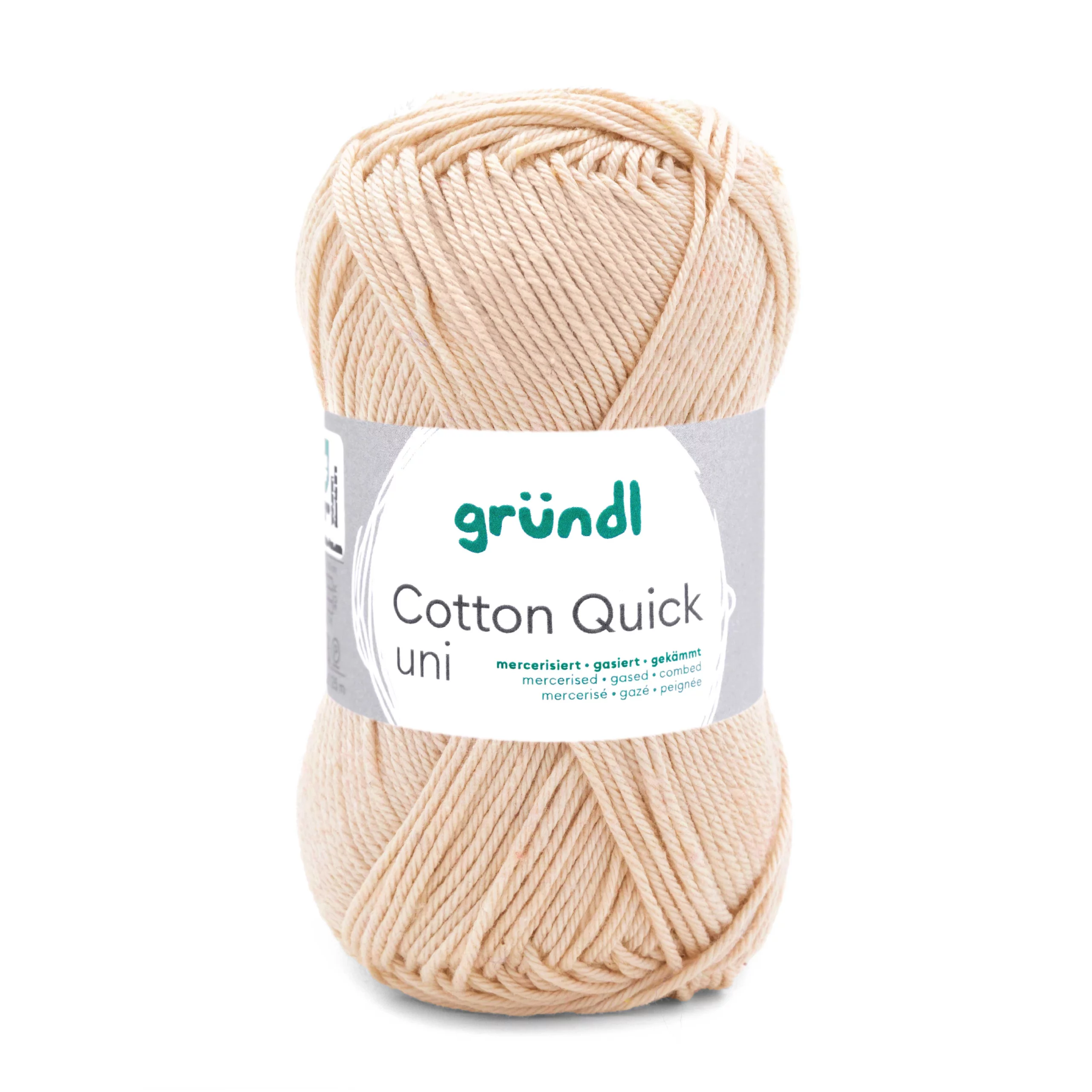 Pelote Coton Quick Uni 171 Coquille d’Œuf Gründl 100 % coton mercerisé pour crochet et tricot.