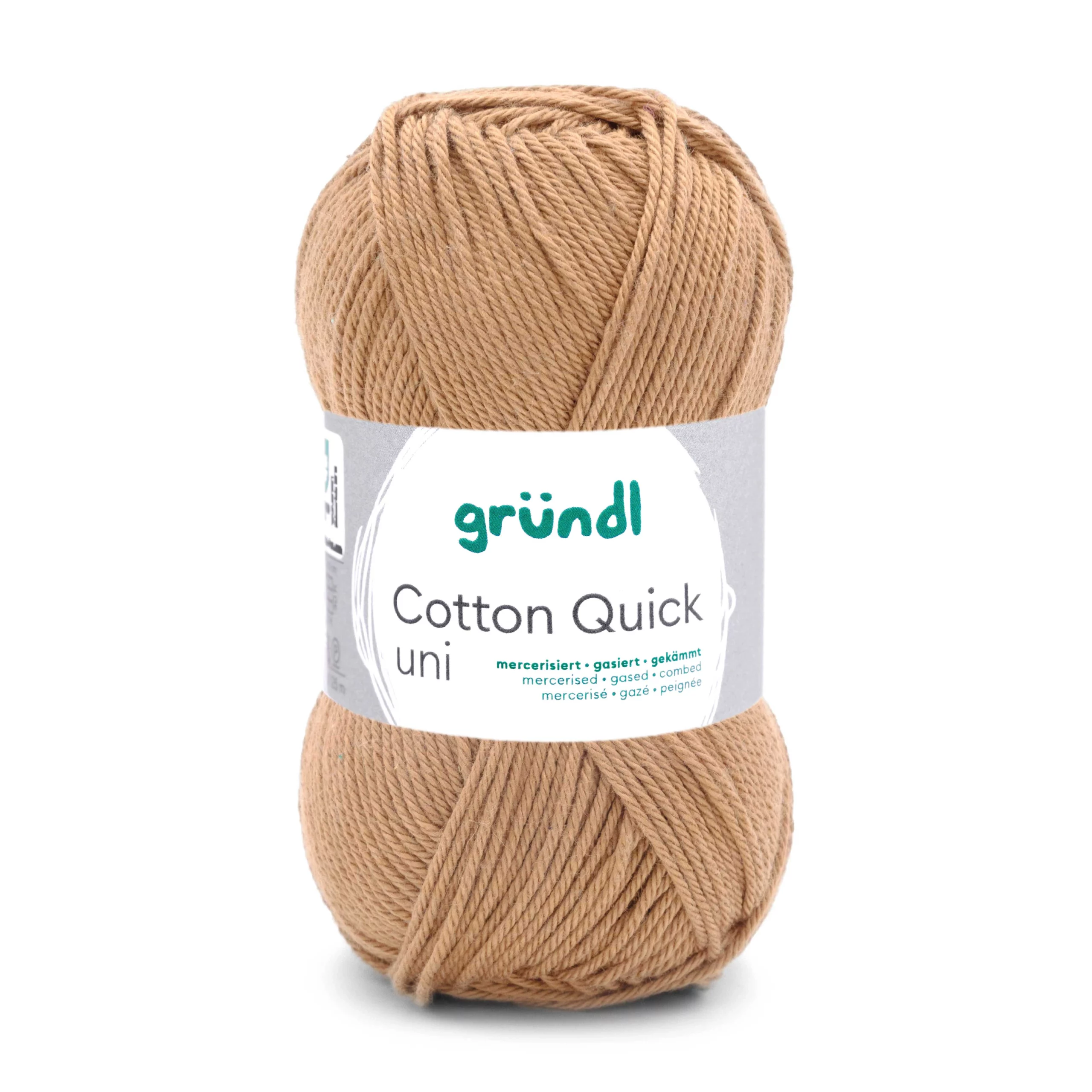 Pelote Coton Quick Uni 172 Laiton de GrĂŒndl en coton mercerisĂ© pour crochet, tricot et amigurumis.